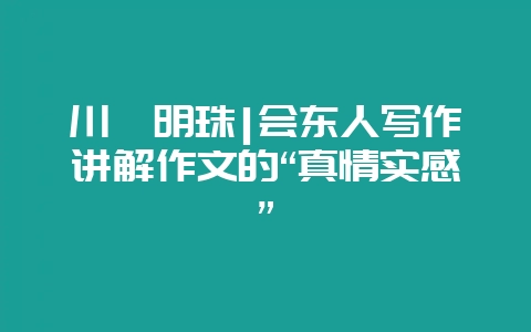 川滇明珠|会东人写作讲解作文的“真情实感”-会东网