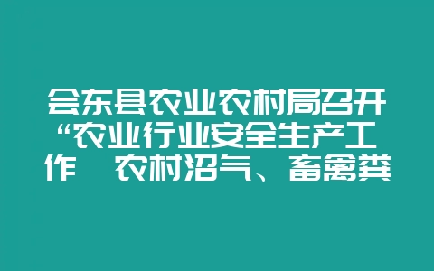 会东县农业农村局召开“农业行业安全生产工作暨农村沼气、畜禽粪污化粪池安全生产专项整治”会议-会东网