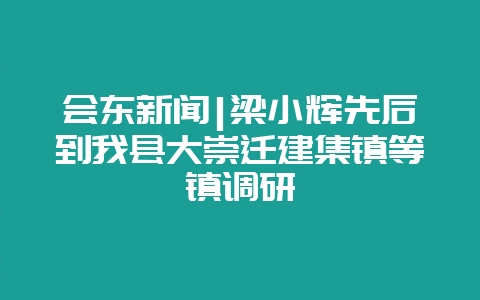 会东新闻|梁小辉先后到我县大崇迁建集镇等镇调研-会东网