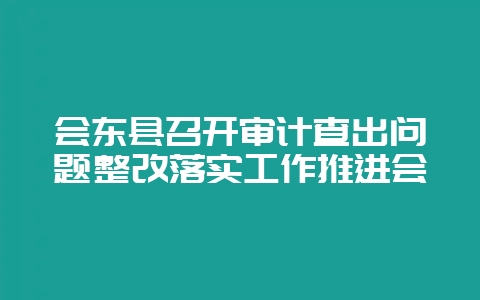 会东县召开审计查出问题整改落实工作推进会-会东网