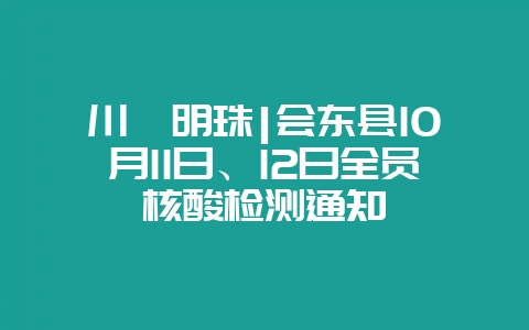 川滇明珠|会东县10月11日、12日全员核酸检测通知-会东网