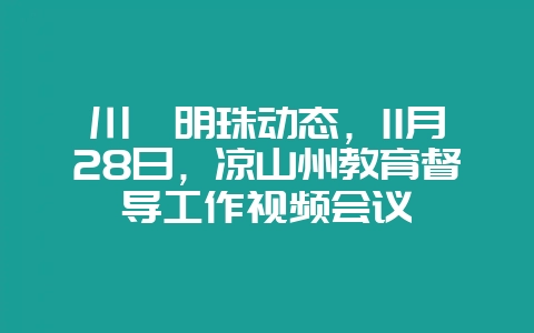 川滇明珠动态,11月28日,凉山州教育督导工作视频会议-会东网