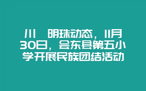 川滇明珠动态,11月30日,会东县第五小学开展民族团结活动-会东网