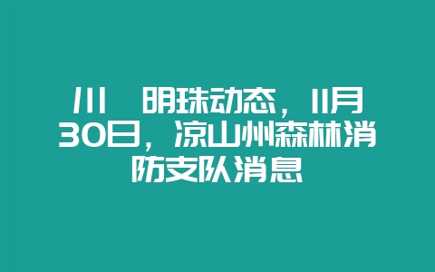 川滇明珠动态,11月30日,凉山州森林消防支队消息-会东网