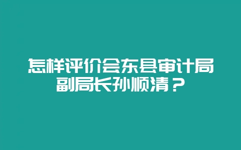 怎样评价会东县审计局副局长孙顺清？-会东网