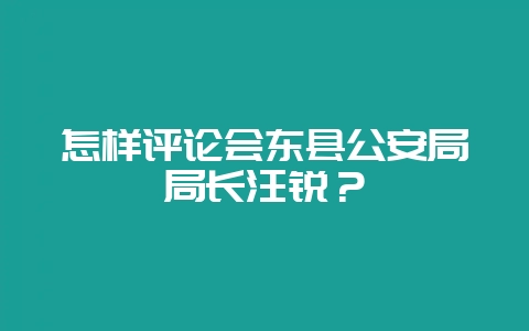怎样评论会东县公安局局长汪锐?插图 怎样评论会东县公安局局长汪锐?插图