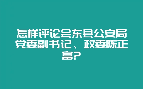 怎样评论会东县公安局党委副书记、政委陈正富?-会东网