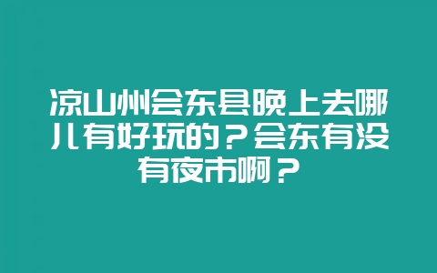 凉山州会东县晚上去哪儿有好玩的?会东有没有夜市啊?-会东网