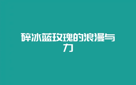 碎冰蓝玫瑰的浪漫与魅力-会东网