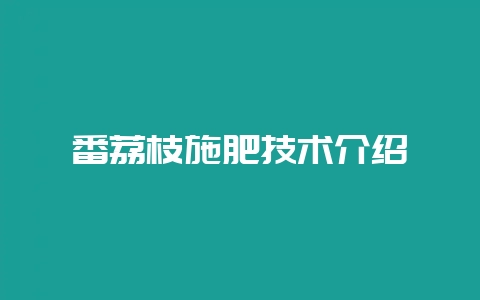 番荔枝施肥技术介绍-会东网