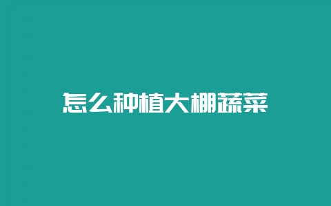怎么种植大棚蔬菜-会东网