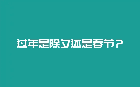 过年是除夕还是春节？-会东网
