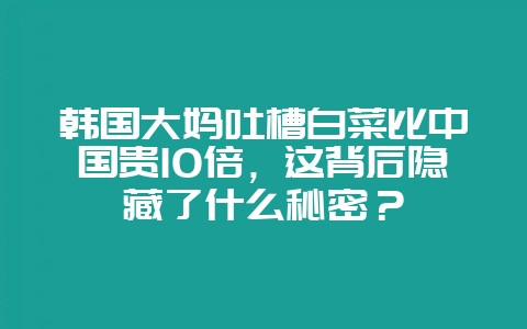 韩国大妈吐槽白菜比中国贵10倍，这背后隐藏了什么秘密？-会东网