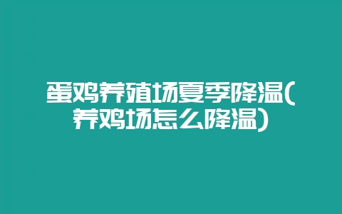 蛋鸡养殖场夏季降温(养鸡场怎么降温)-会东网