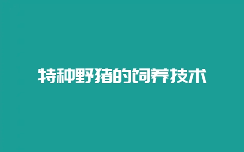 特种野猪的饲养技术-会东网