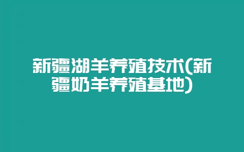 新疆湖羊养殖技术(新疆奶羊养殖基地)-会东网