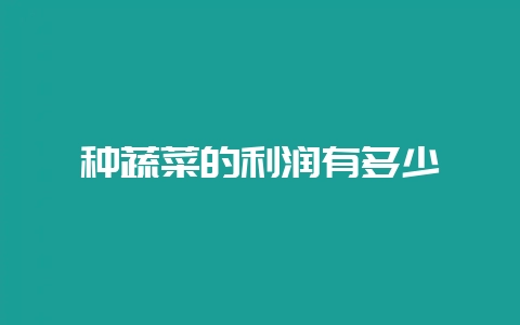 种蔬菜的利润有多少-会东网