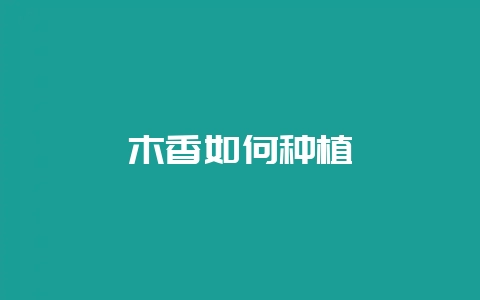 木香如何种植-会东网
