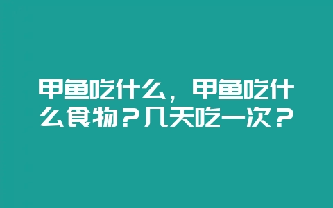 甲鱼吃什么，甲鱼吃什么食物？几天吃一次？-会东网