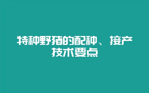 特种野猪的配种、接产技术要点-会东网