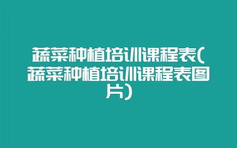 蔬菜种植培训课程表(蔬菜种植培训课程表图片)-会东网