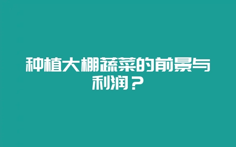 种植大棚蔬菜的前景与利润？-会东网