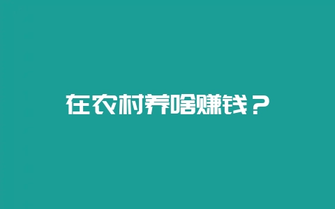 在农村养啥赚钱？-会东网