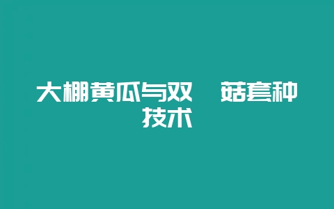 大棚黄瓜与双孢菇套种技术-会东网