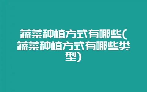 蔬菜种植方式有哪些(蔬菜种植方式有哪些类型)-会东网