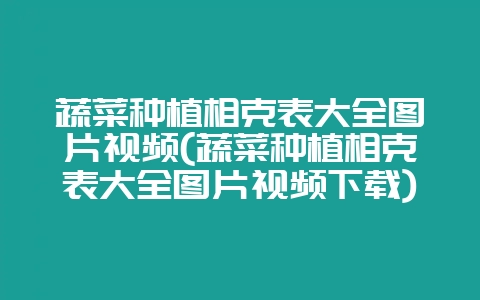蔬菜种植相克表大全图片视频(蔬菜种植相克表大全图片视频下载)-会东网