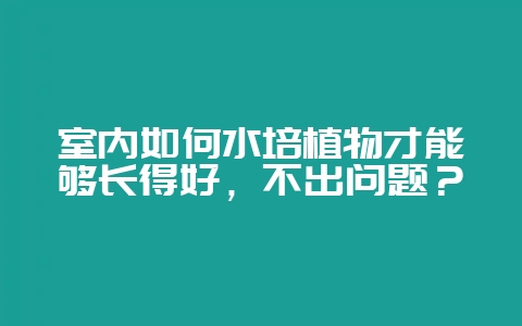 室内如何水培植物才能够长得好，不出问题？-会东网