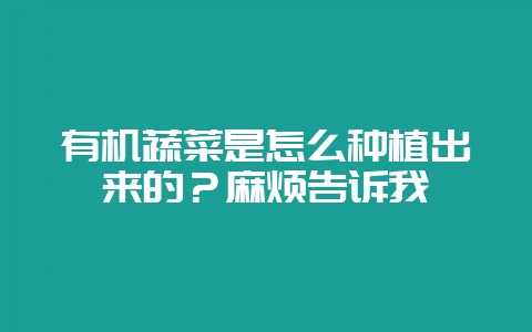 有机蔬菜是怎么种植出来的？麻烦告诉我-会东网