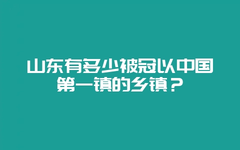 山东有多少被冠以中国第一镇的乡镇？-会东网