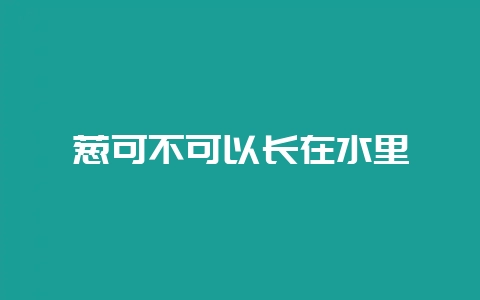 葱可不可以长在水里-会东网
