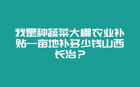 我是种蔬菜大棚农业补贴一亩地补多少钱山西长治？-会东网
