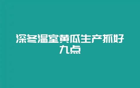 深冬温室黄瓜生产抓好九点-会东网