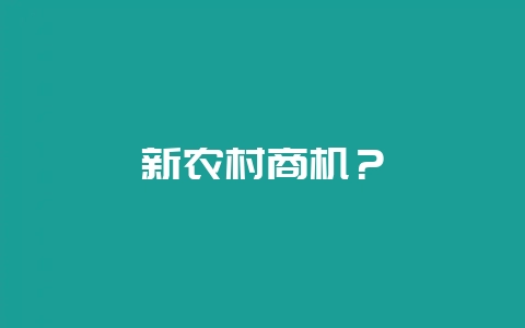 新农村商机？-会东网