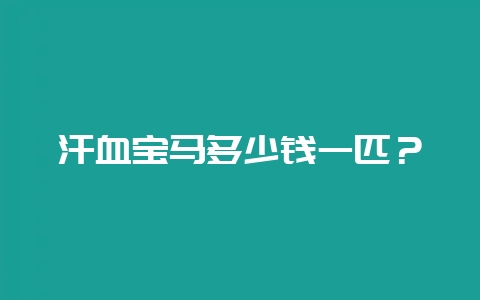 汗血宝马多少钱一匹?-会东网