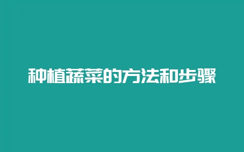 种植蔬菜的方法和步骤-会东网