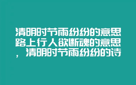 清明时节雨纷纷的意思路上行人欲断魂的意思，清明时节雨纷纷的诗意思-会东网