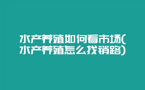 水产养殖如何看市场(水产养殖怎么找销路)-会东网