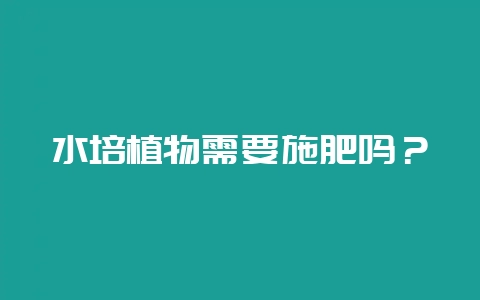 水培植物需要施肥吗？-会东网