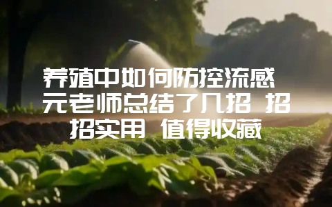 养殖中如何防控流感 元老师总结了几招 招招实用 值得收藏-会东网