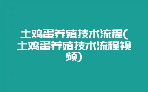 土鸡蛋养殖技术流程(土鸡蛋养殖技术流程视频)-会东网