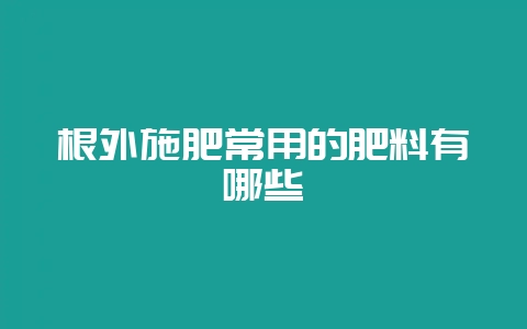 根外施肥常用的肥料有哪些-会东网