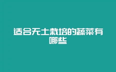适合无土栽培的蔬菜有哪些-会东网