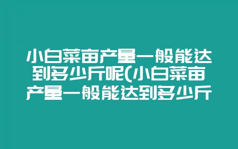 小白菜亩产量一般能达到多少斤呢(小白菜亩产量一般能达到多少斤呢视频)-会东网