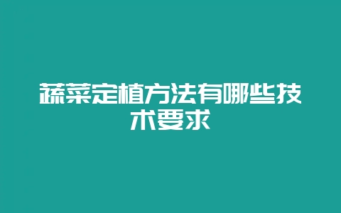 蔬菜定植方法有哪些技术要求-会东网