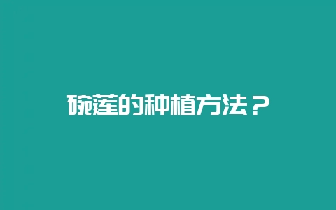碗莲的种植方法?-会东网