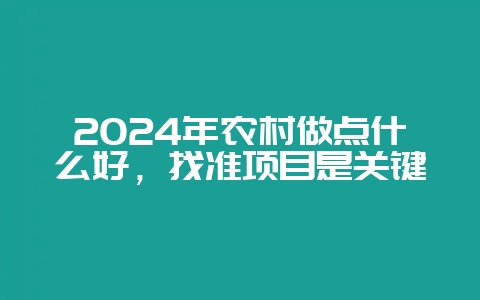 2024年农村做点什么好,找准项目是关键-会东网